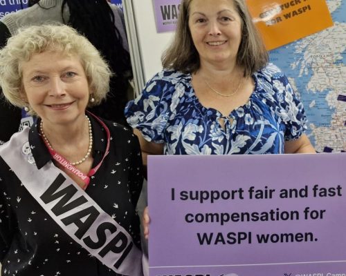 Cllr Sarah Murray with WASPI Campaigners in September