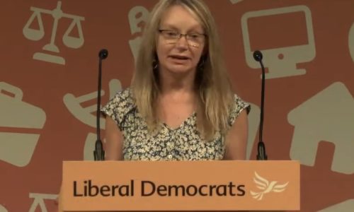 Mel Allcott speaks about the River Severn at the Lib Dem Party Conference