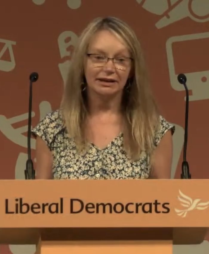 Mel Allcott speaks about the River Severn at the Lib Dem Party Conference