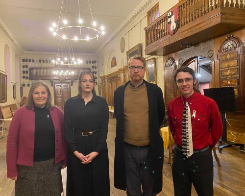 (l-r) Cllr Sarah Murray, Caitlin Parmer, Project Manager of the DAWN project, Jonathan Newey, Chief Executive of Worcester Community Trust, and Councillor Ed Kimberly who seconded the motion.