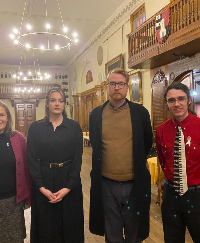 (l-r) Cllr Sarah Murray, Caitlin Parmer, Project Manager of the DAWN project, Jonathan Newey, Chief Executive of Worcester Community Trust, and Councillor Ed Kimberly who seconded the motion.